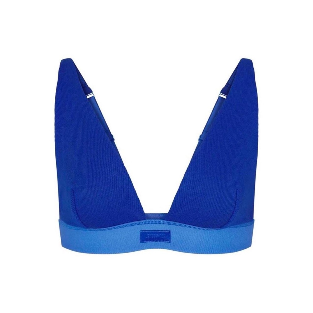 Skims Cobalt Cotton Plunge Bralette